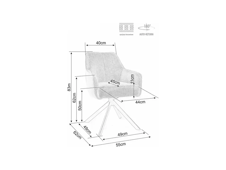 Chaise pivotante beige en tissu avec retour automatique NOMP