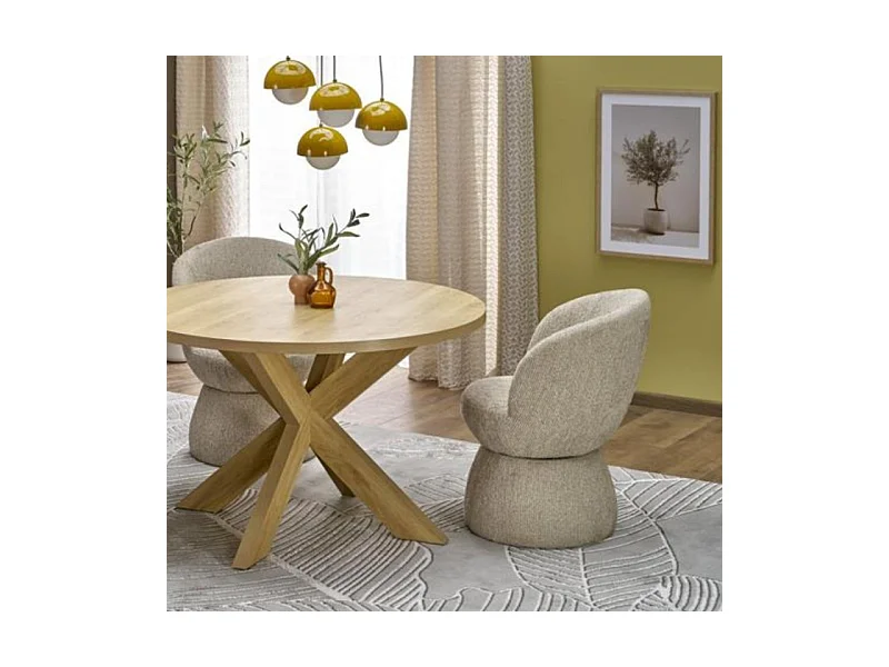 Chaise design pivotante en tissu beige Nestor