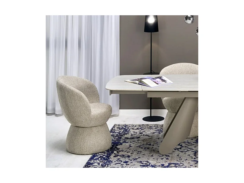 Chaise design pivotante en tissu beige Nestor