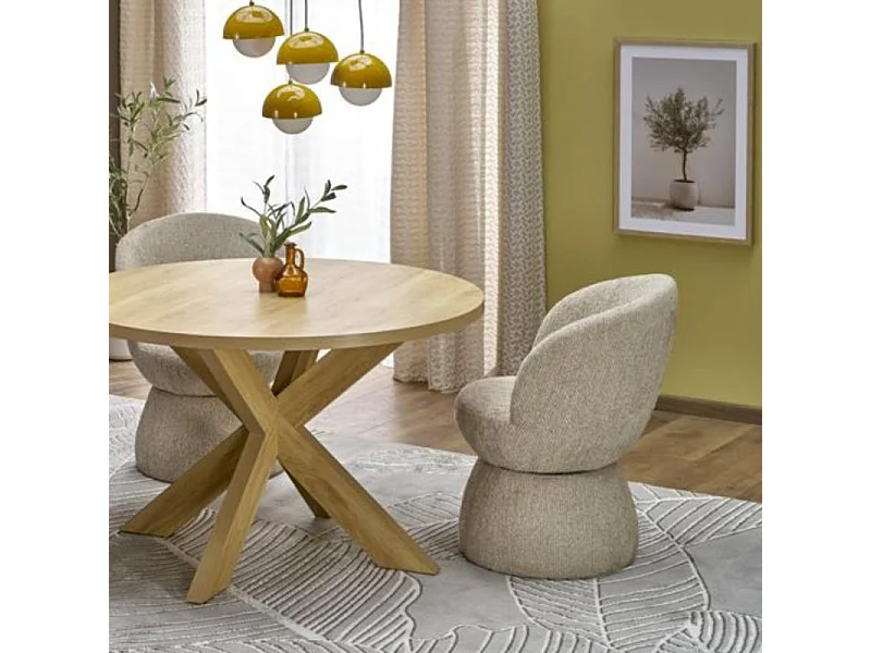 Chaise design pivotante en tissu beige Nestor