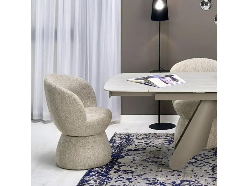 Chaise design pivotante en tissu beige Nestor