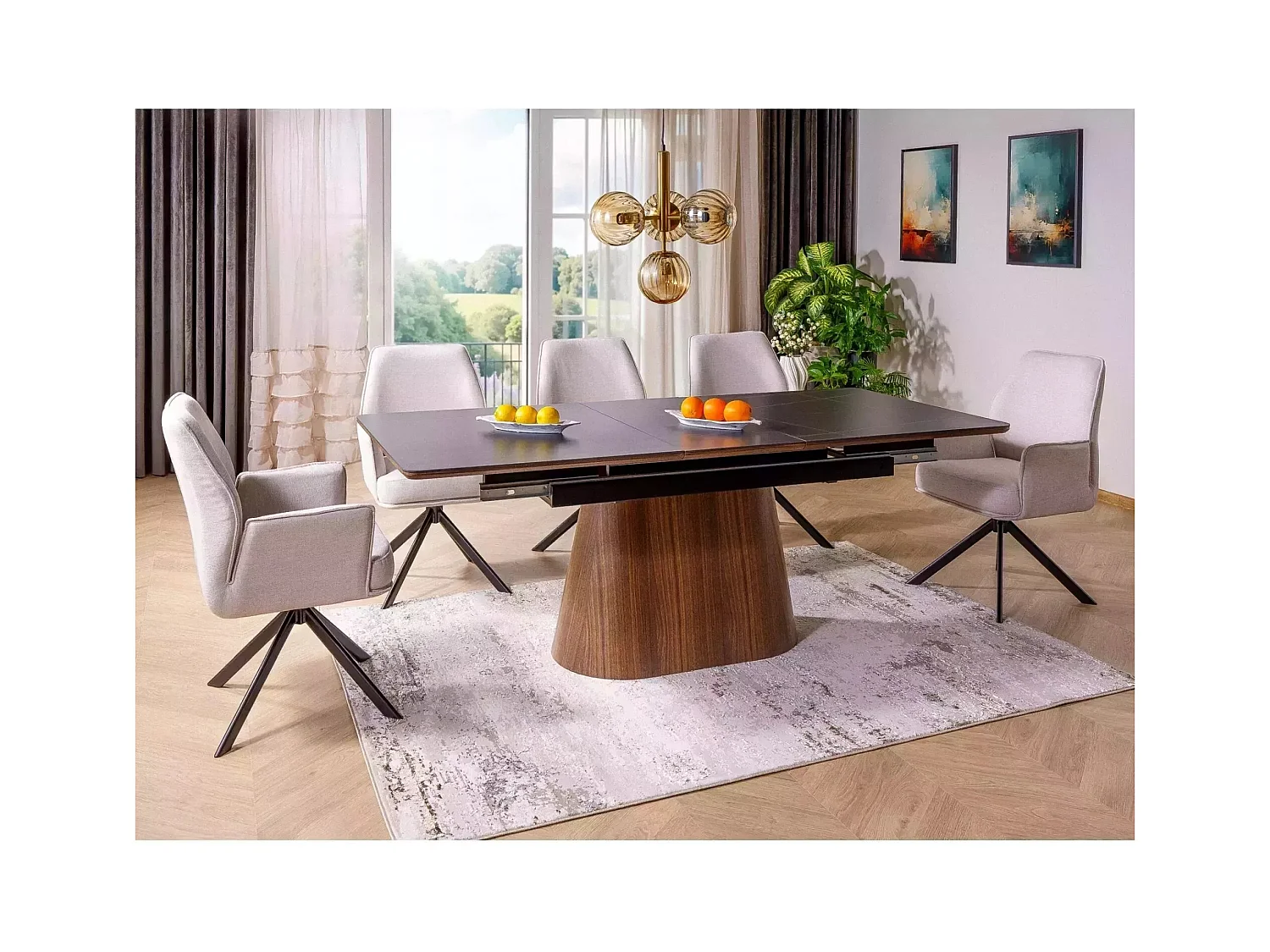 Esstisch Monacco/Keramik/Erweiterbar/Braun&Schwarz