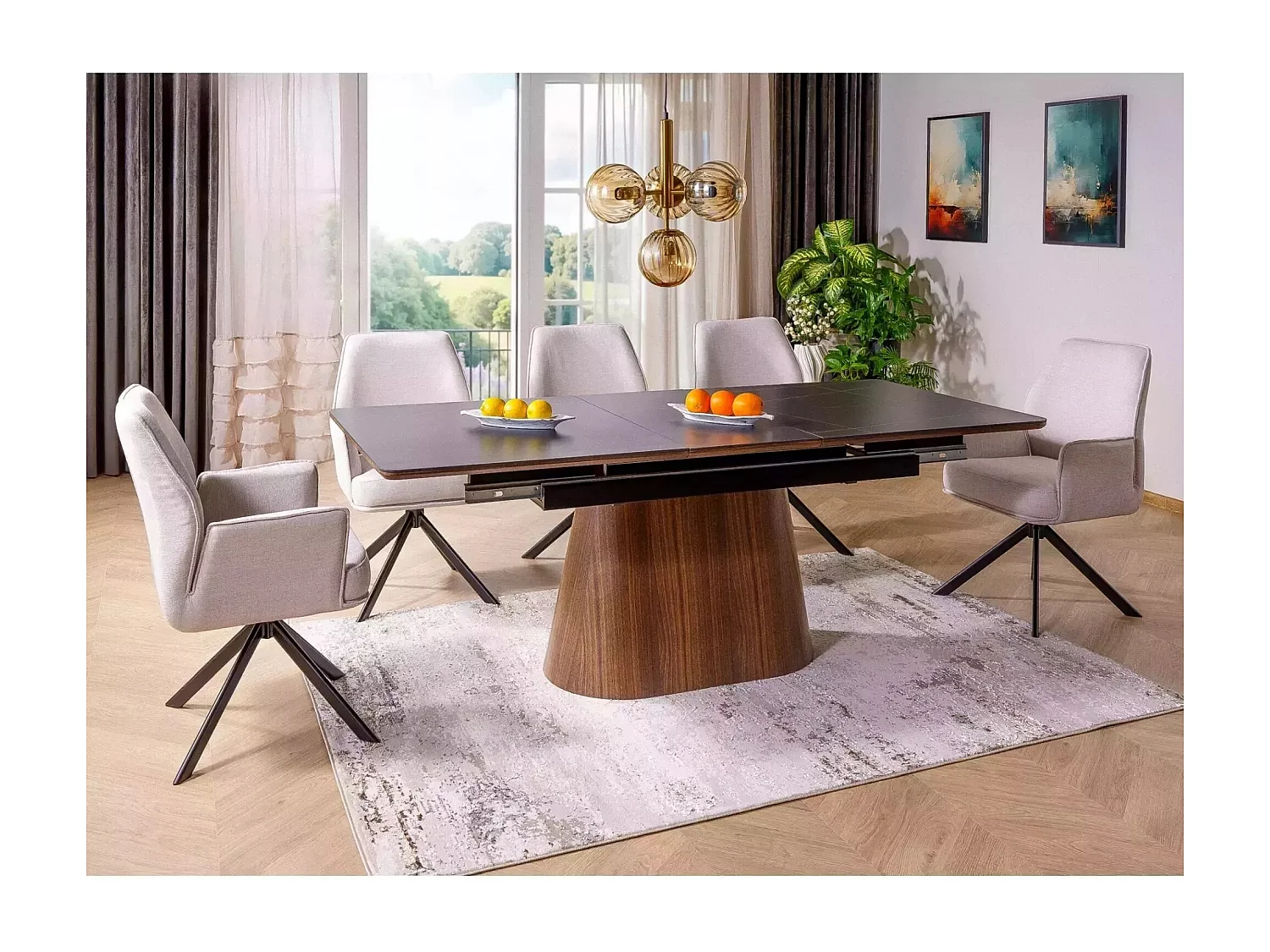 Esstisch Monacco/Keramik/Erweiterbar/Braun&Schwarz