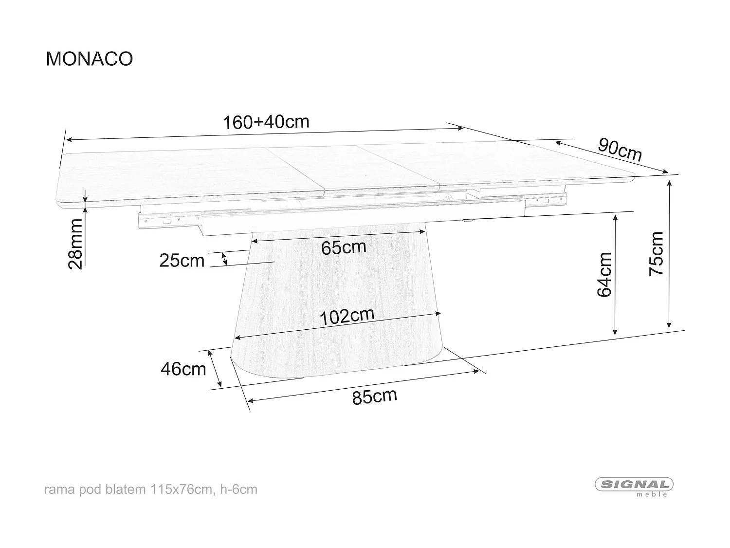 Esstisch Monacco/Keramik/Erweiterbar/Braun&Schwarz