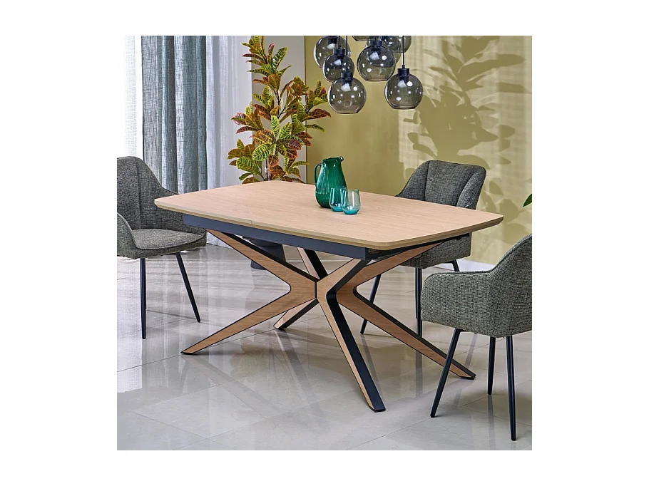 Table à manger extensible bois et noir 160 / 220 cm NEMO