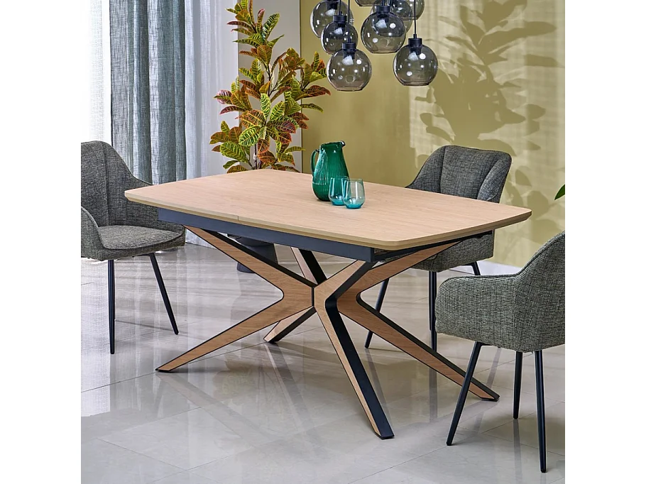 Table à manger extensible bois et noir 160 / 220 cm NEMO