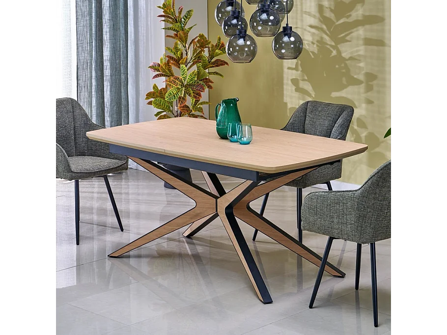 Table à manger extensible bois et noir 160 / 220 cm NEMO