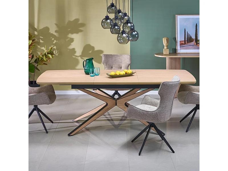 Table à manger extensible bois et noir 160 / 220 cm NEMO