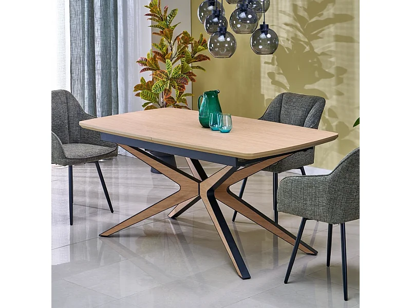 Table à manger extensible bois et noir 160 / 220 cm NEMO