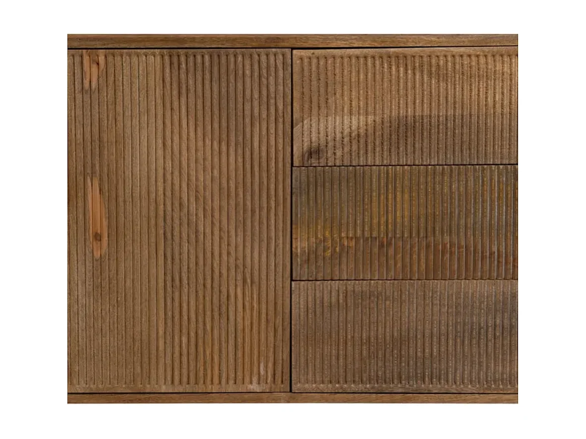 Bahut en bois de manguier 174 cm, tiroirs avec portes et façades rainurées NUANCE