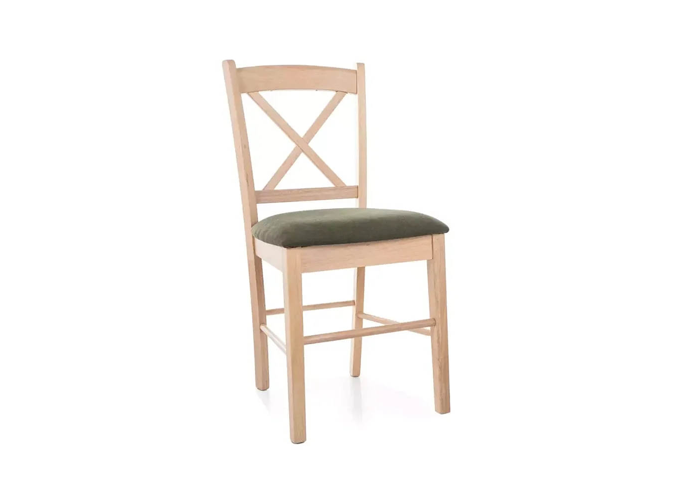Chaise bois massif avec assise tissu vert MARCUSI