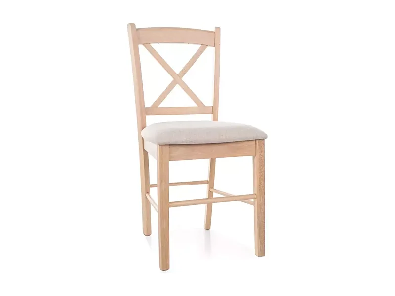 Chaise en bois massif finition chêne avec assise beige MARCUSI
