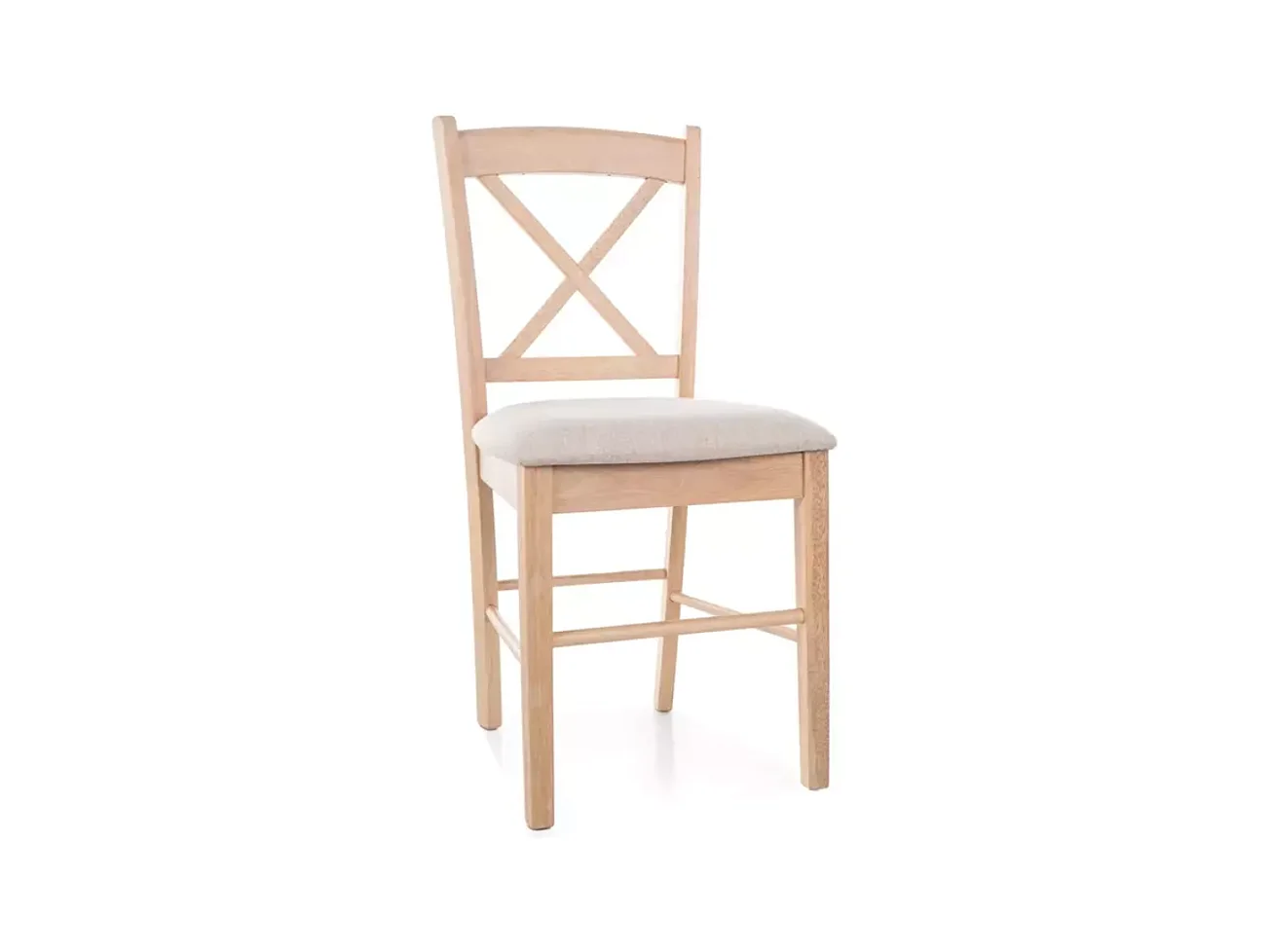 Chaise en bois massif finition chêne avec assise beige MARCUSI