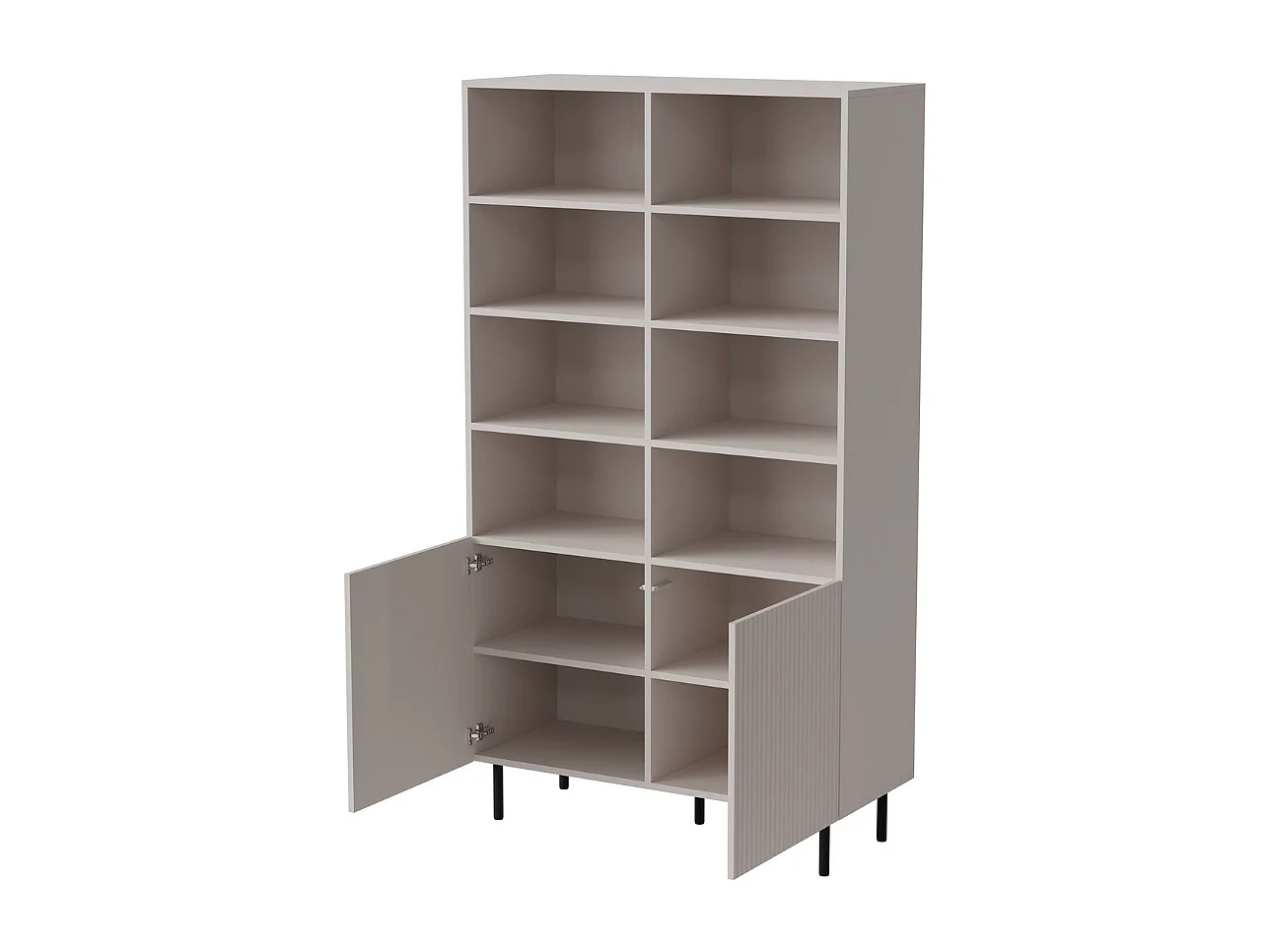 Buffet haut couleur cachemire avec 2 portes et niches de rangement ROTTERDAM