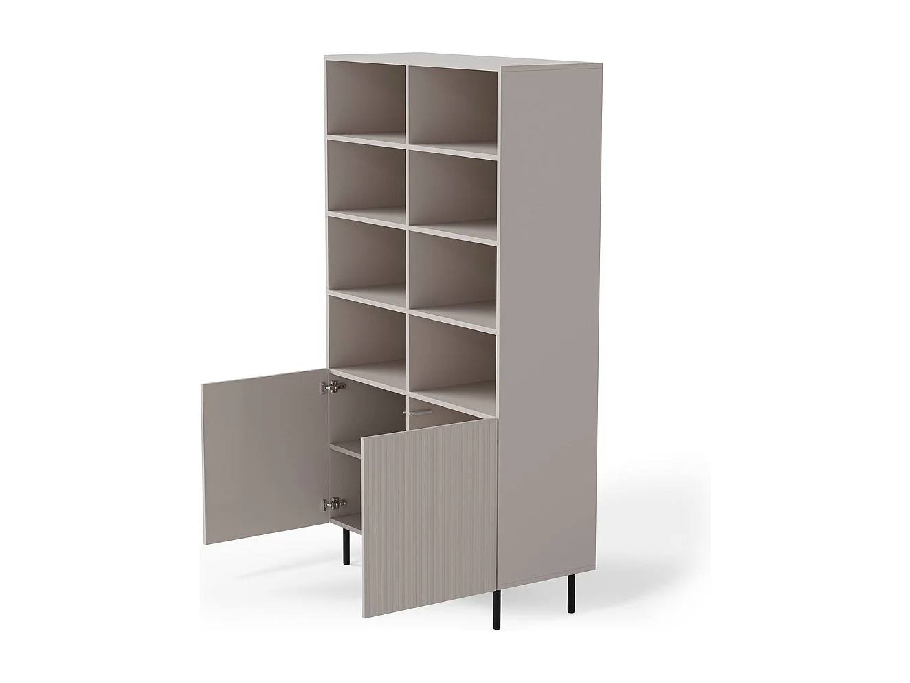 Buffet haut couleur cachemire avec 2 portes et niches de rangement ROTTERDAM