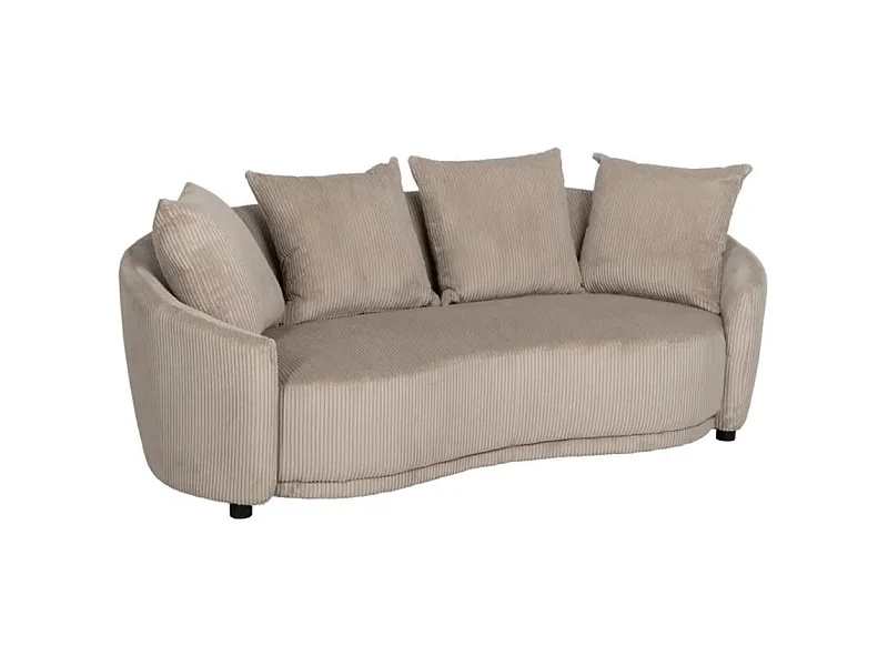 Canapé 3 places tissu beige côtelé avec coussins ÉQUATORIA