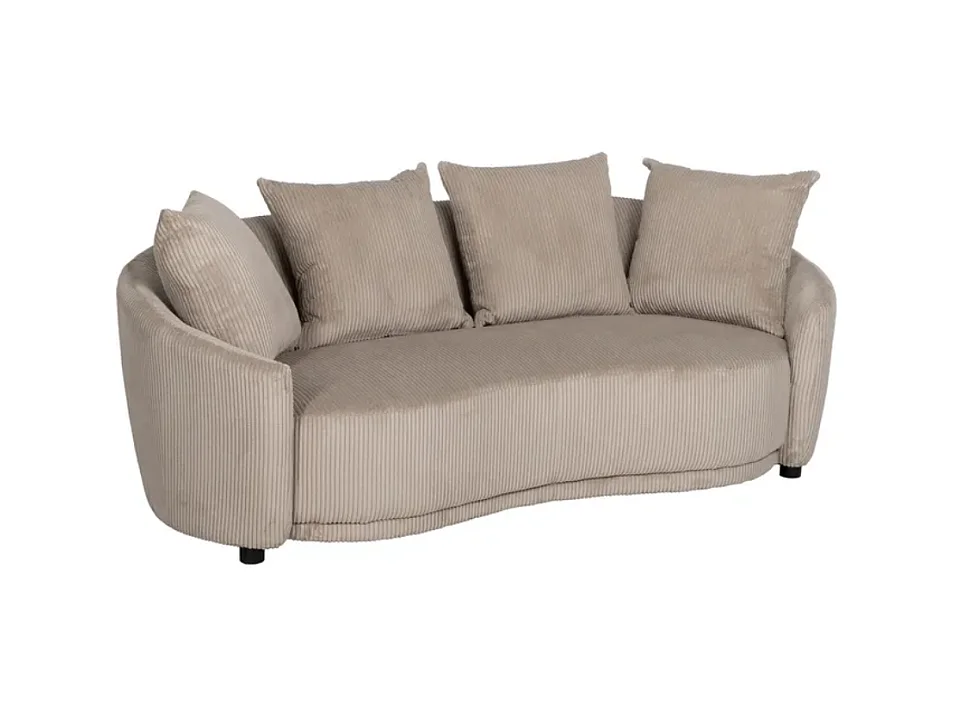 Canapé 3 places tissu beige côtelé avec coussins ÉQUATORIA