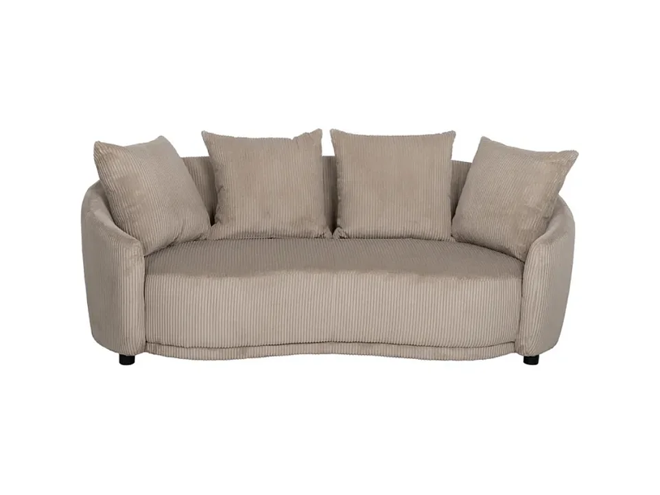 Canapé 3 places tissu beige côtelé avec coussins ÉQUATORIA