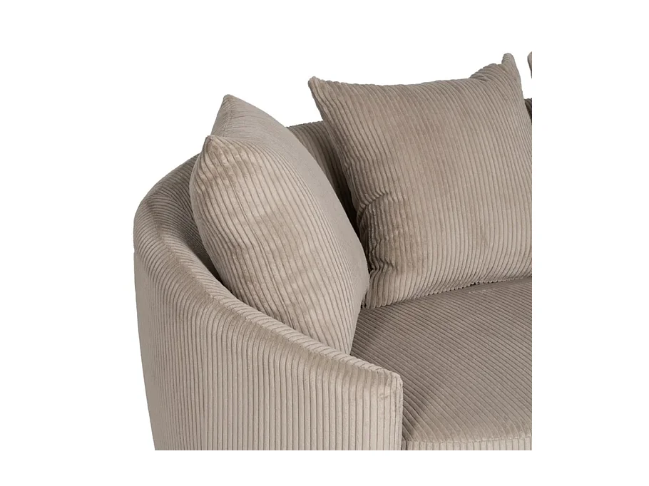 Canapé 3 places tissu beige côtelé avec coussins ÉQUATORIA