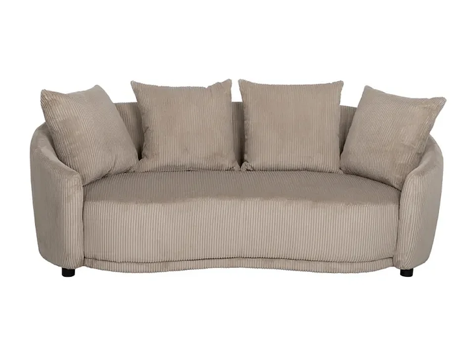 Canapé 3 places tissu beige côtelé avec coussins ÉQUATORIA