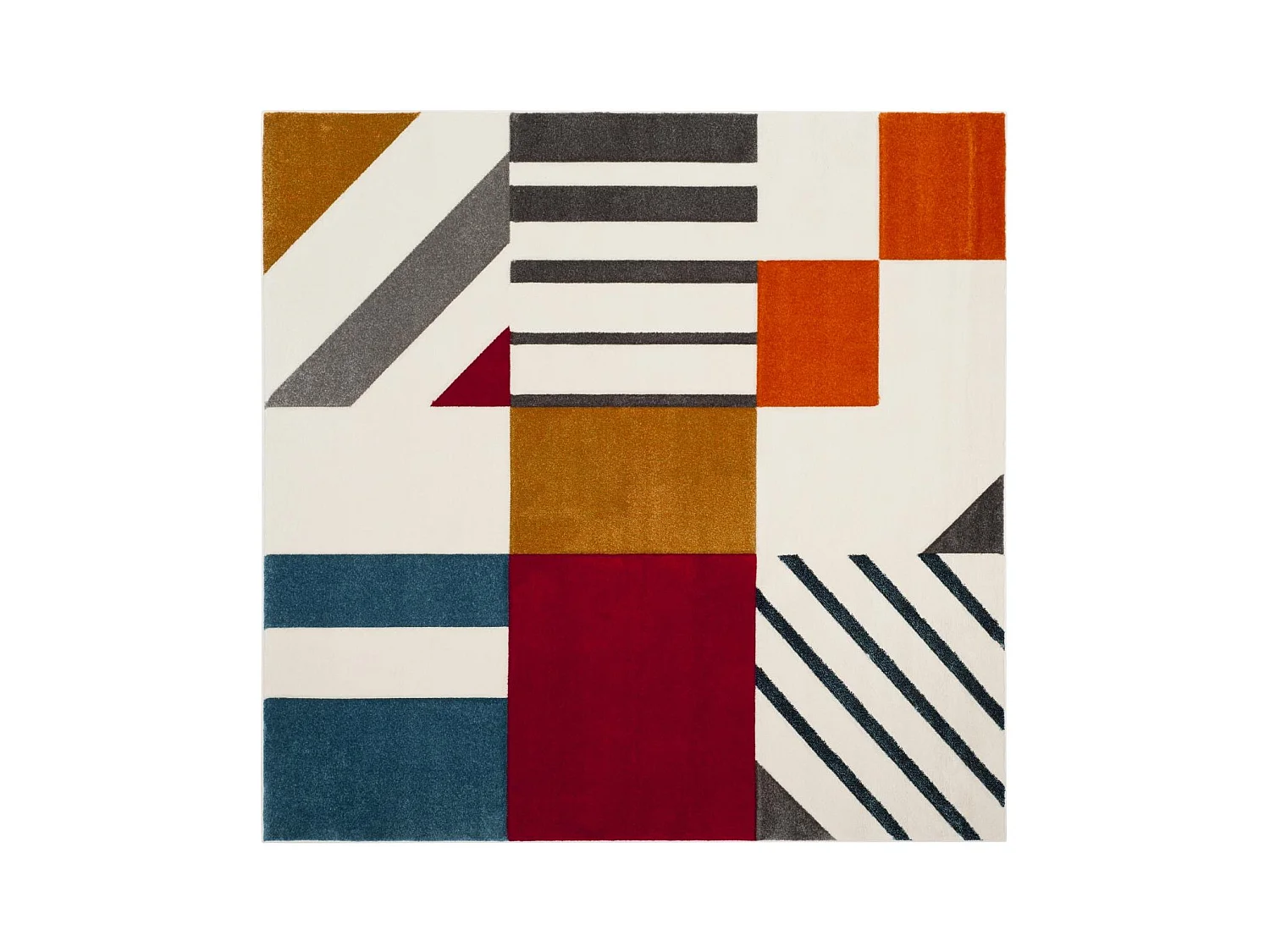 Tapis Ivoire/Bleu paon 122 X 122 cm - Dominique