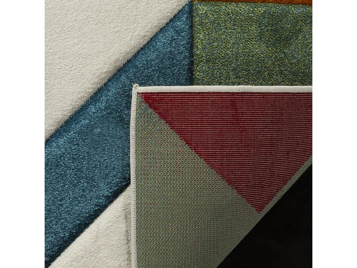 Tapis Ivoire/Bleu paon 122 X 122 cm - Dominique