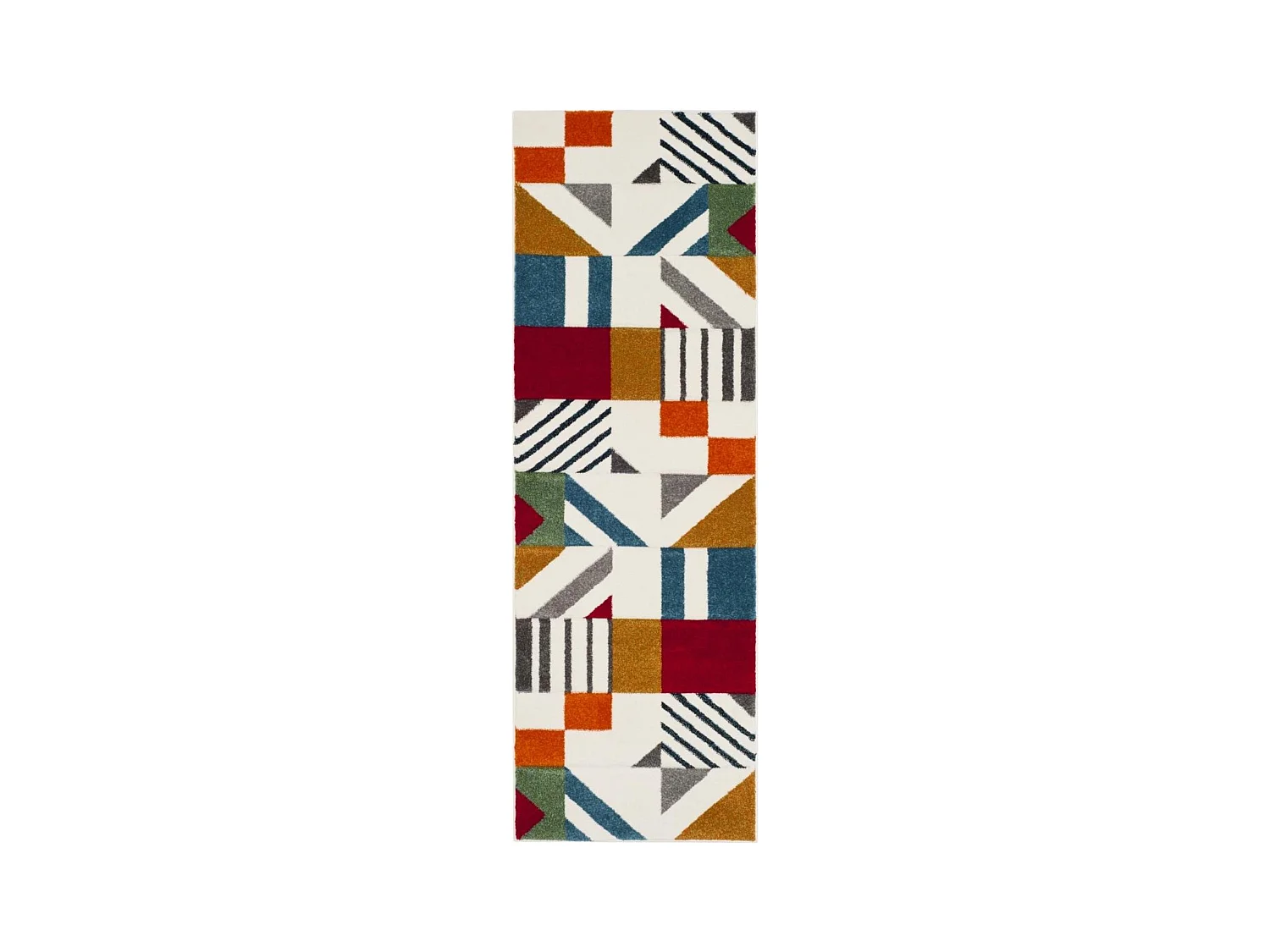 Tapis Ivoire/Bleu paon 69 X 244 cm - Dominique