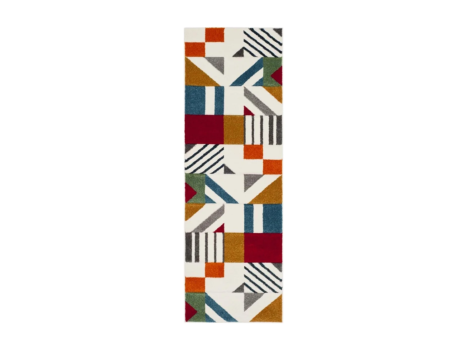 Tapis Ivoire/Bleu paon 69 X 244 cm - Dominique