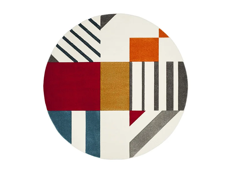 Tapis Ivoire/Bleu paon 122 X 122 cm - Dominique