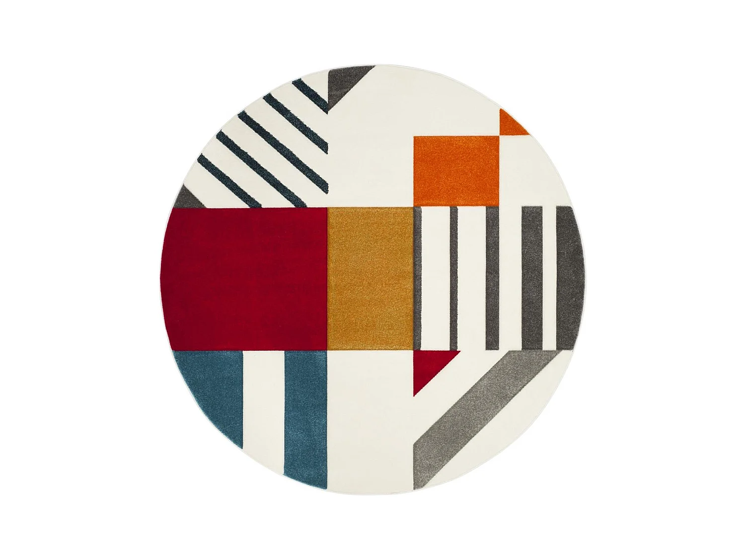 Tapis Ivoire/Bleu paon 122 X 122 cm - Dominique