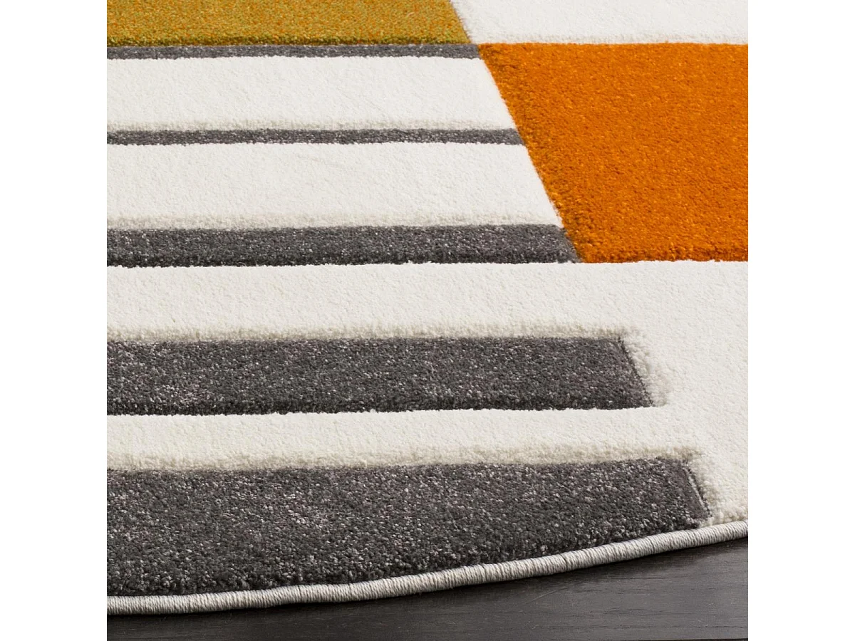 Tapis Ivoire/Bleu paon 122 X 122 cm - Dominique