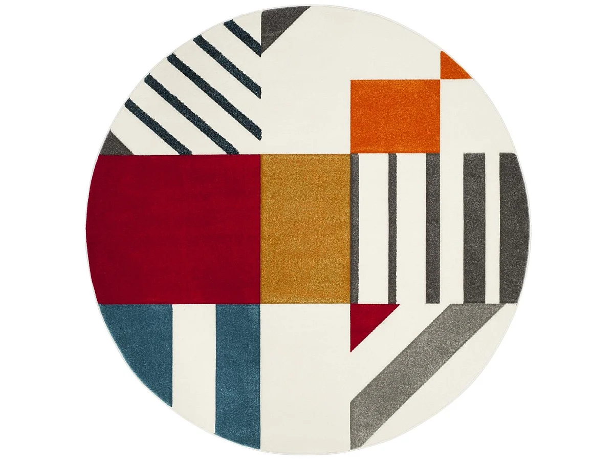 Tapis Ivoire/Bleu paon 122 X 122 cm - Dominique