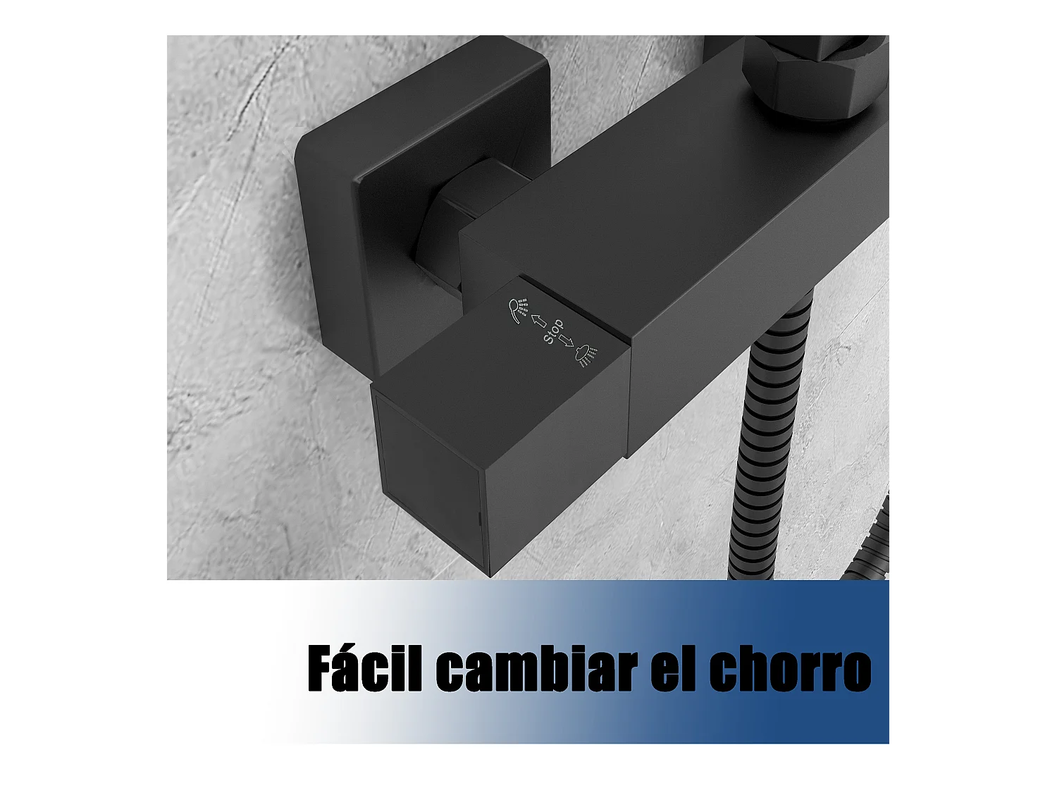 AICA Columna de Ducha Termostática Negra Mate con Alcachofa Cuadrada + Rociador Superior Grande 20 cm x 20 cm