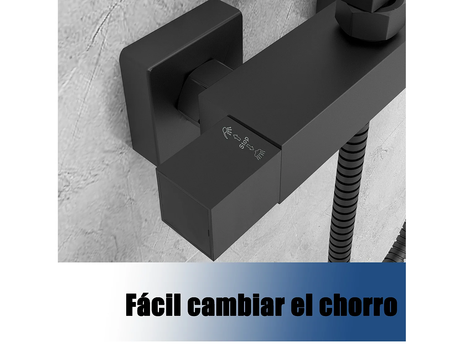 AICA Columna de Ducha Termostática Negra Mate| Alcachofa Cuadrada Grande | Barra Regulable 76-118 cm | Sistema de Ducha Superior