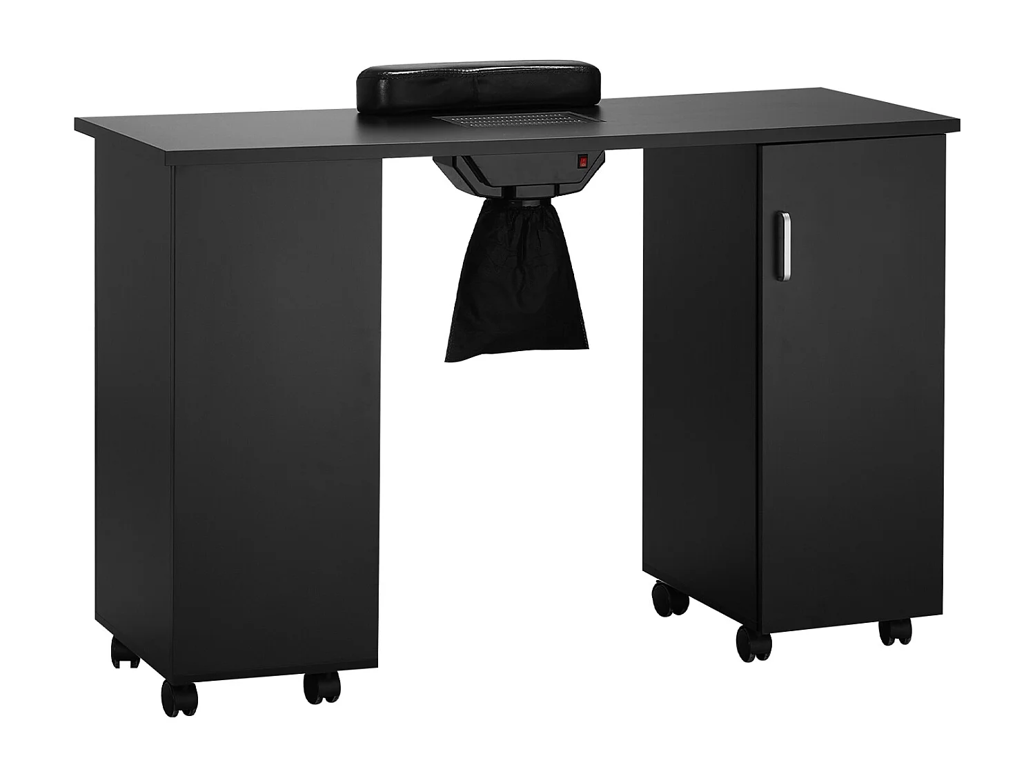 Table de Manucure SucceBuy, Station de Table à Ongles Dépoussiéreur Électrique, Bureau d'Ongles Mobile 8 Roues, 3 Sacs à Poussière Repose-Poignet