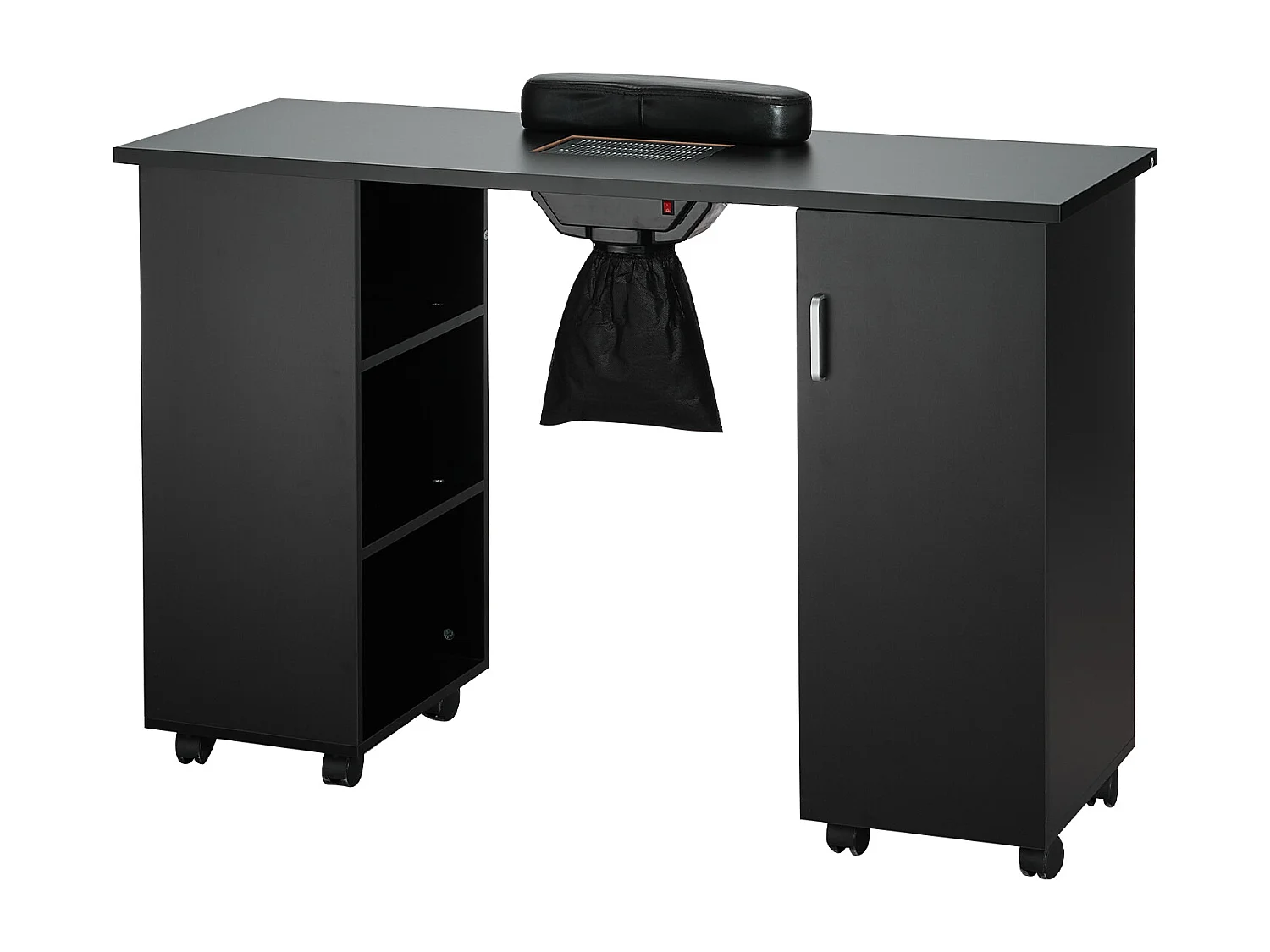 Table de Manucure SucceBuy, Station de Table à Ongles Dépoussiéreur Électrique, Bureau d'Ongles Mobile 8 Roues, 3 Sacs à Poussière Repose-Poignet