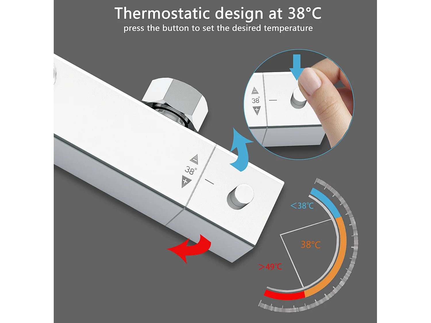 Coluna de Chuveiro Termostática AICA Cromada Ajustável com Chuveiro de Mão e Chuveiro Superior Grande Quadrado