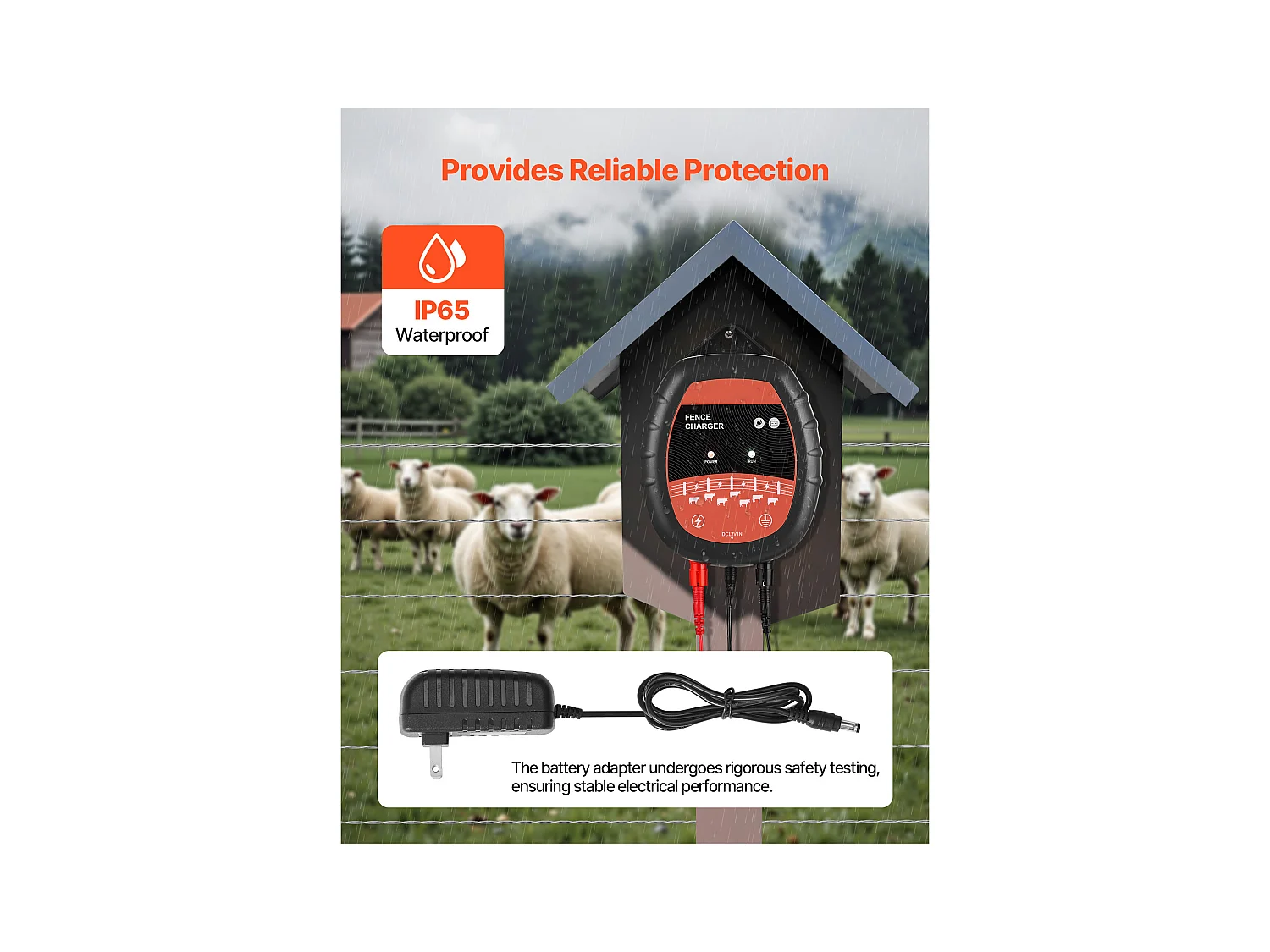 Chargeur de Clôture Électrique SucceBuy, 1 J, Électrificateur de Clôture Électrique, Compatible Alimentations CA CC Solaire, 10 kV, Portée 1-3 km