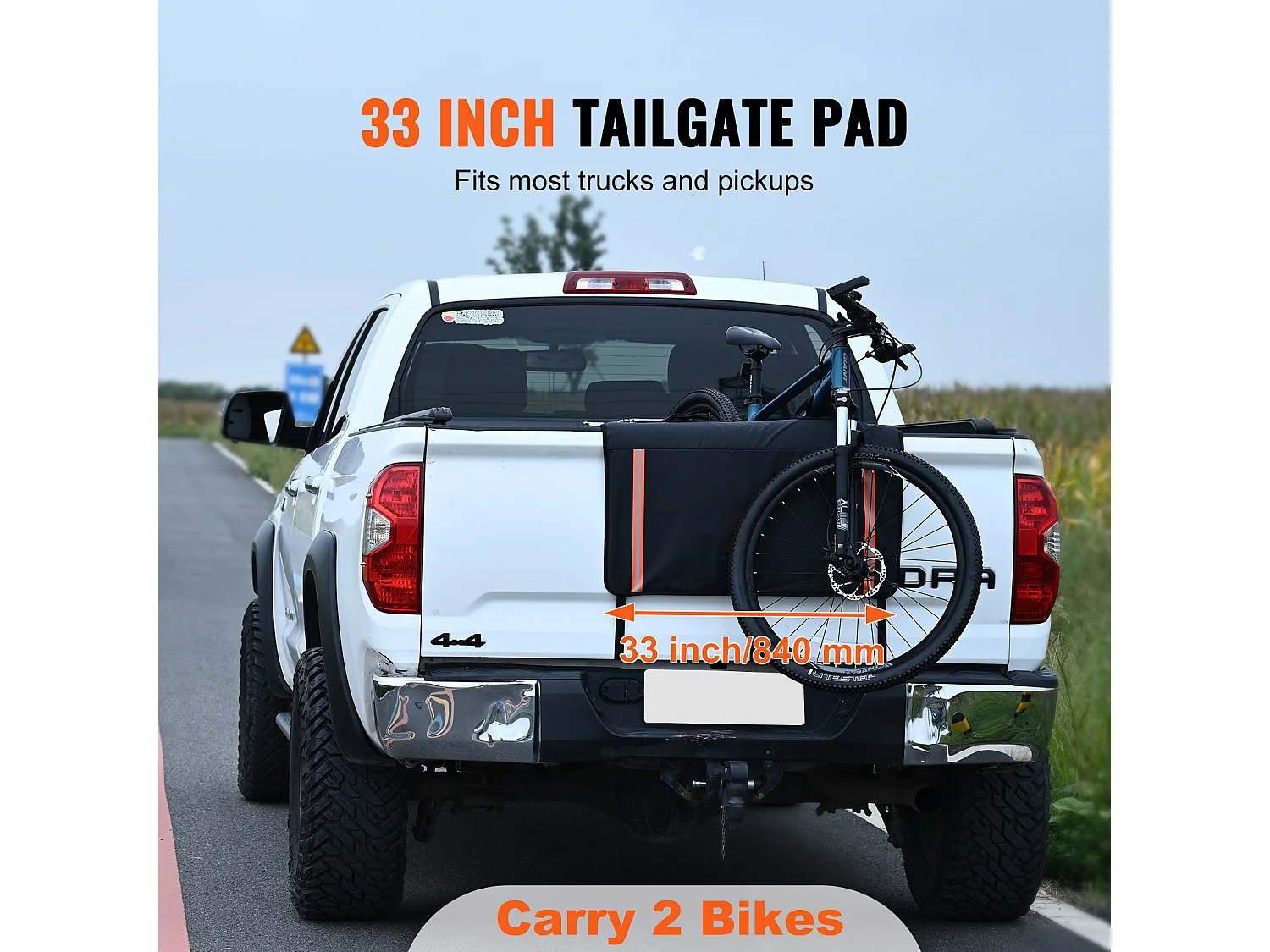 Coussin de Protection de Hayon SucceBuy 84x83 cm Coussin de Hayon Porte-Vélos en PVC et Éponge Housse de Protection pour Hayon de Pick-up 2 Sangles