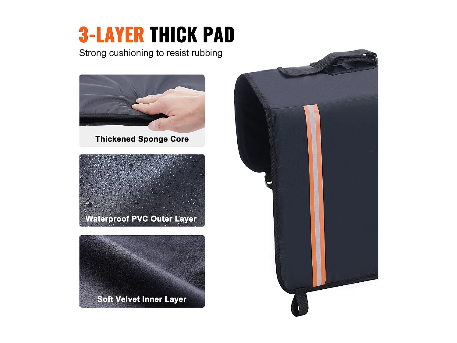 Coussin de Protection de Hayon SucceBuy 84x83 cm Coussin de Hayon Porte-Vélos en PVC et Éponge Housse de Protection pour Hayon de Pick-up 2 Sangles