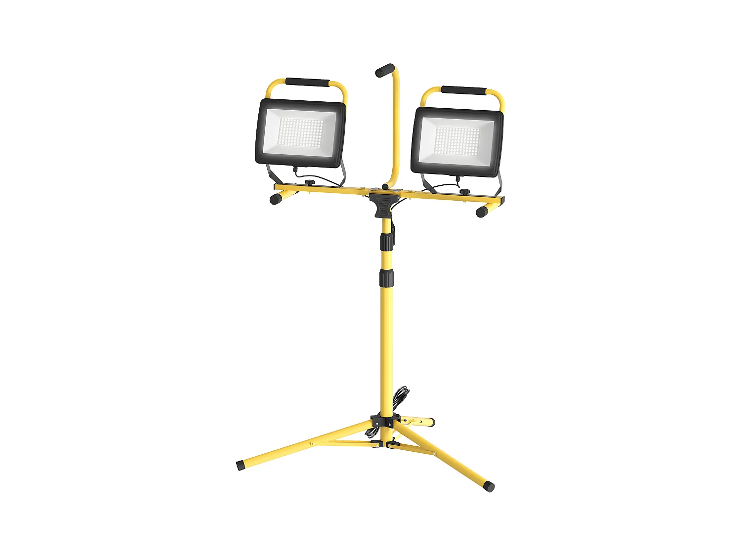 Projecteur de chantier sur trépied réglable orientable - 2 x 100W - 17000LM - étanche IP65 - métal jaune