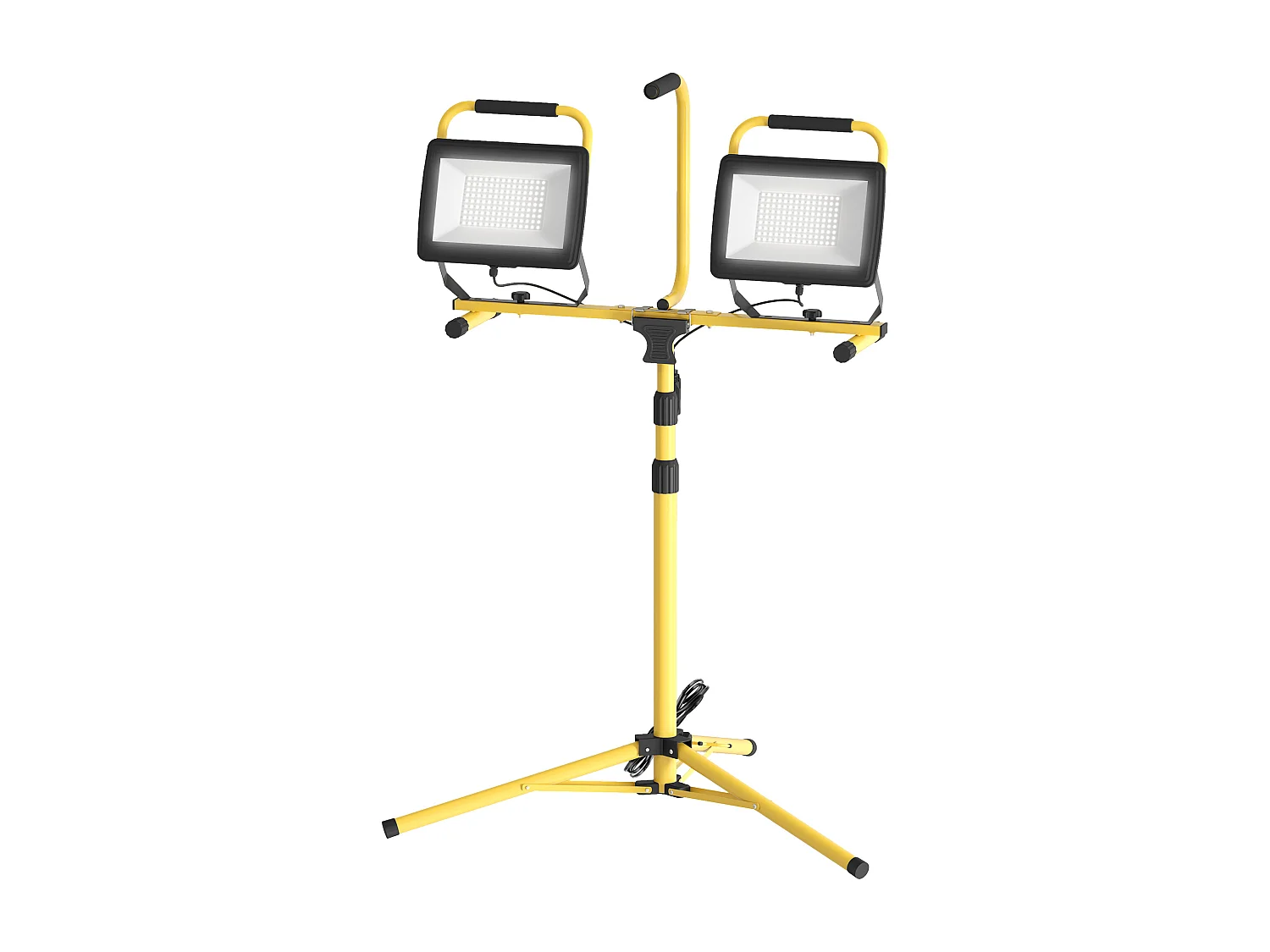 Projecteur de chantier sur trépied réglable orientable - 2 x 100W - 17000LM - étanche IP65 - métal jaune