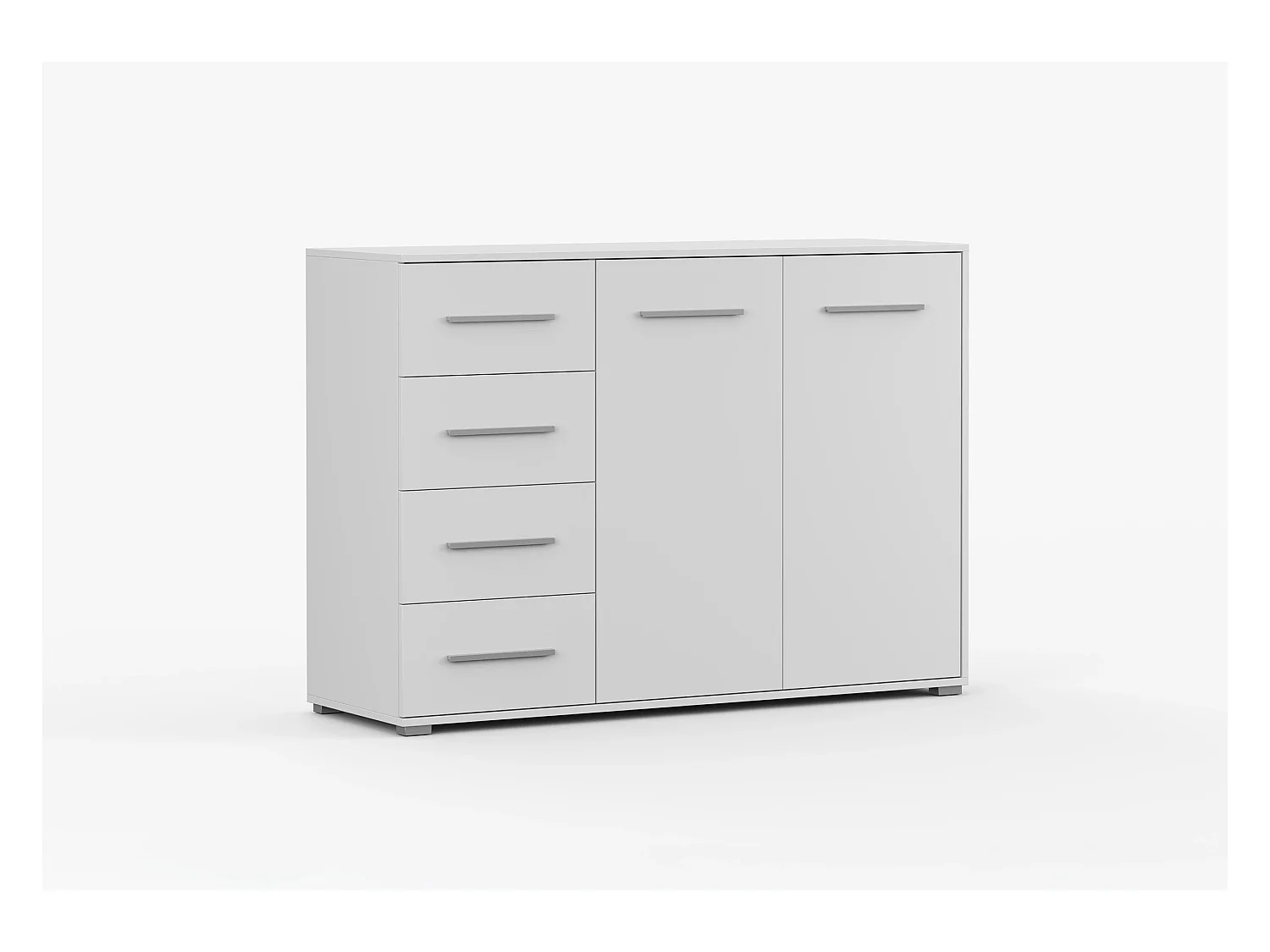 Buffet - Commode Ilario III 135 cm - Aspect mat - Blanc