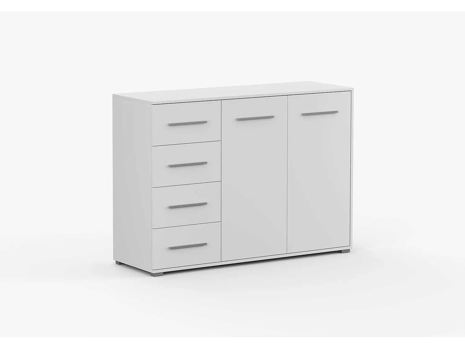 Buffet - Commode Ilario III 135 cm - Aspect mat - Blanc