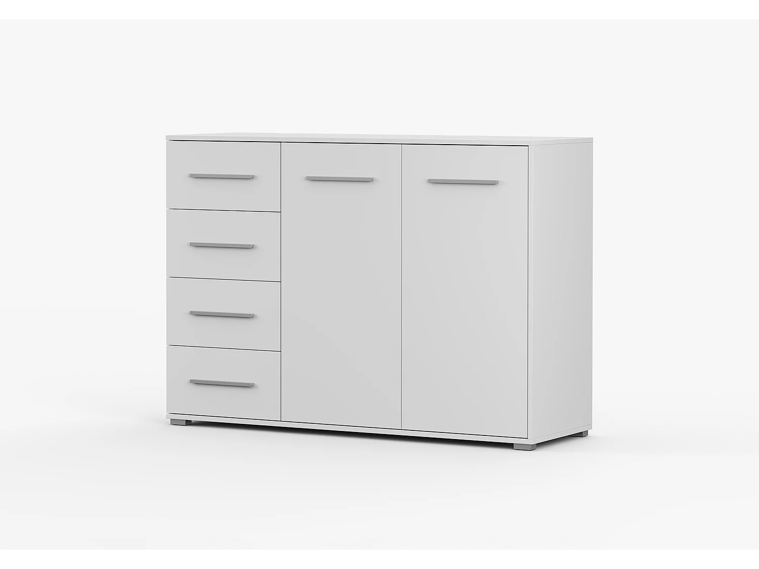 Buffet - Commode Ilario III 135 cm - Aspect mat - Blanc