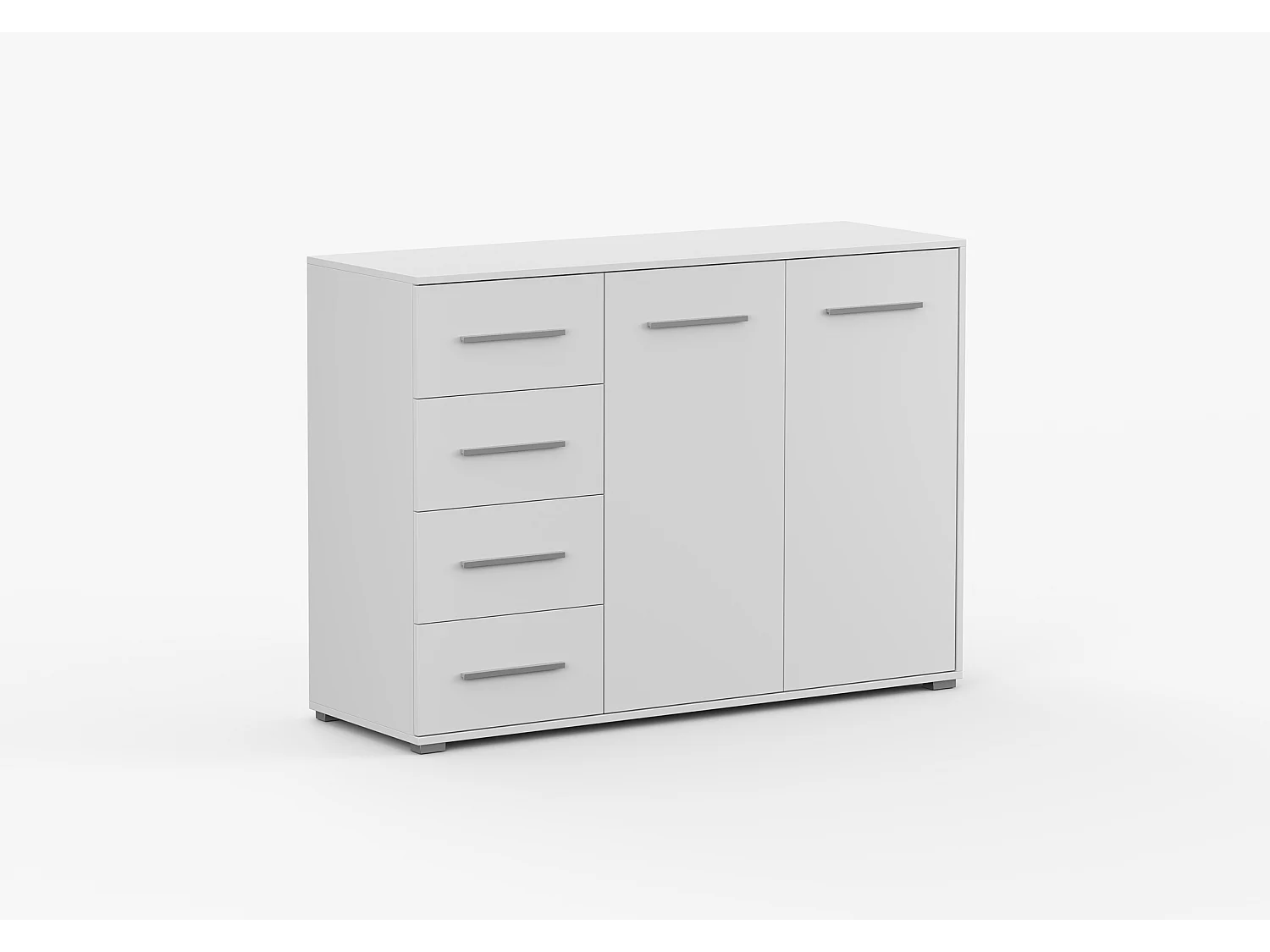 Buffet - Commode Ilario III 135 cm - Aspect mat - Blanc