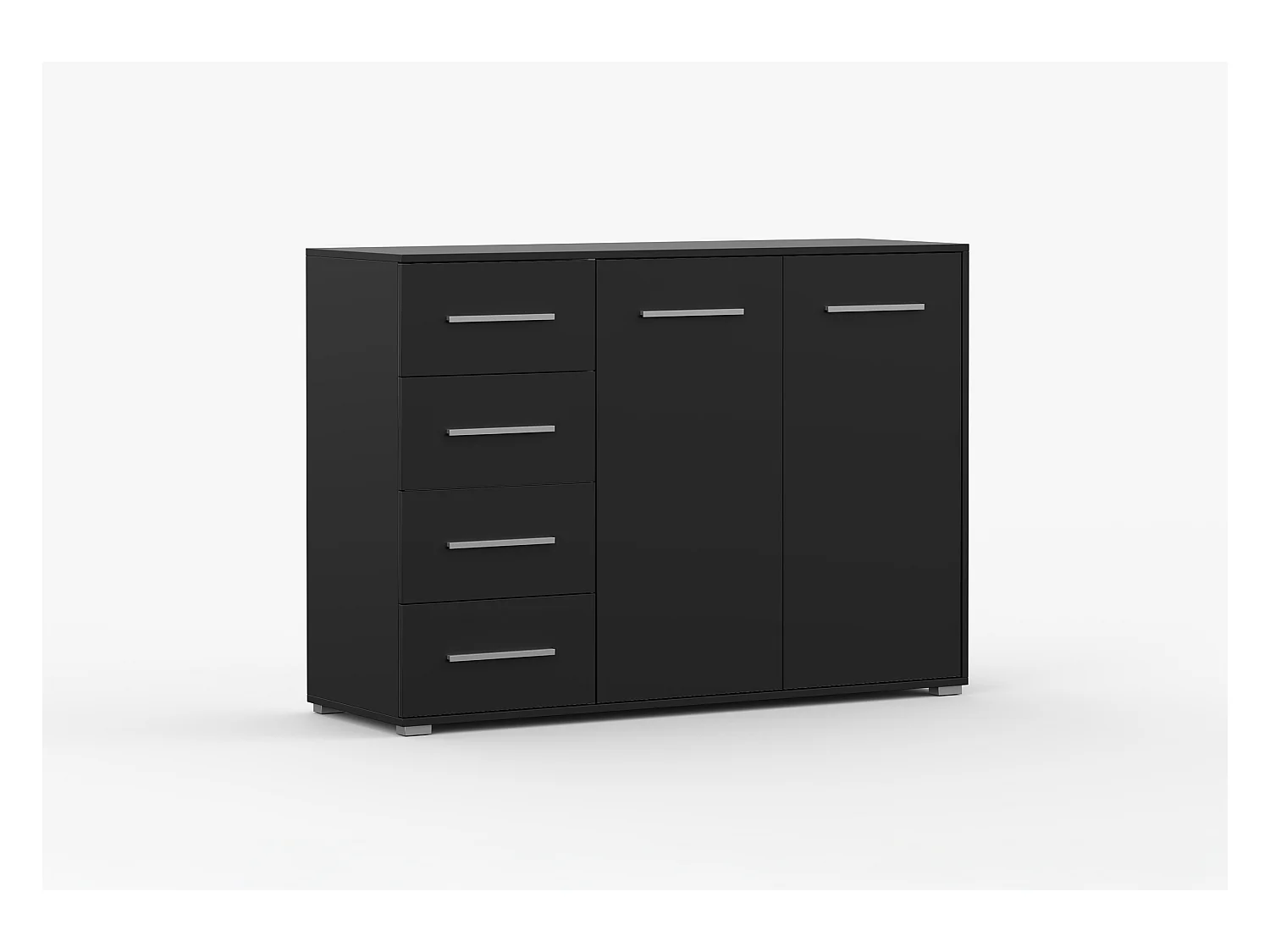 Buffet - Commode Ilario III 135 cm - Aspect mat - Noir