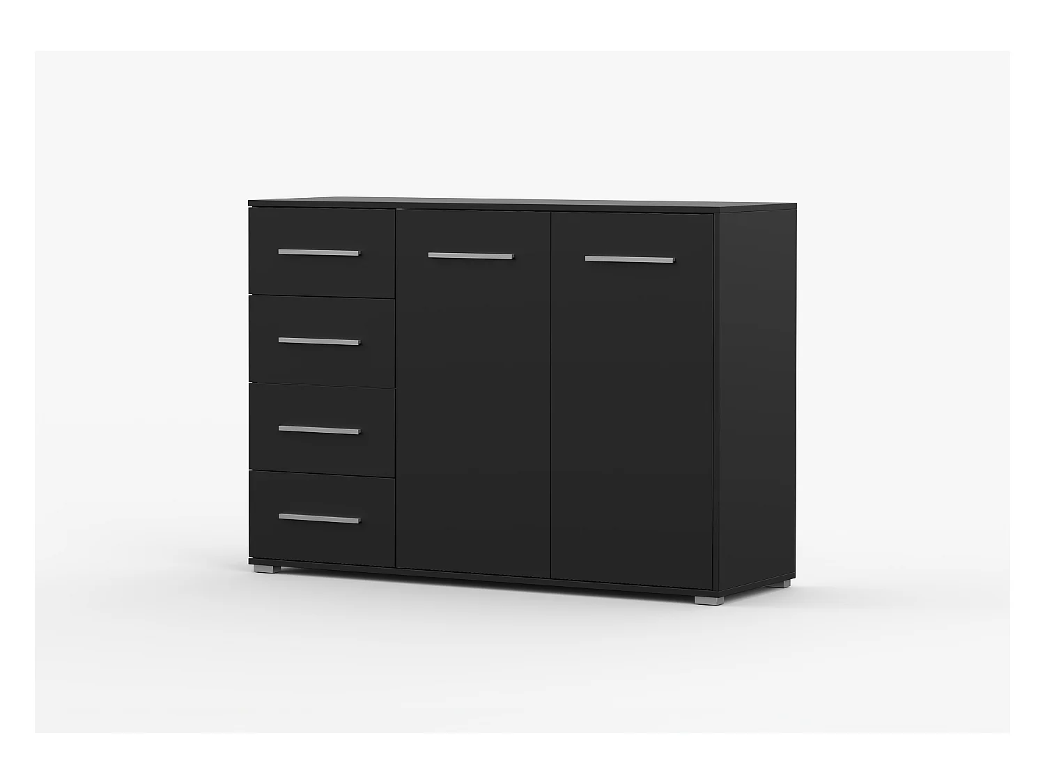 Buffet - Commode Ilario III 135 cm - Aspect mat - Noir