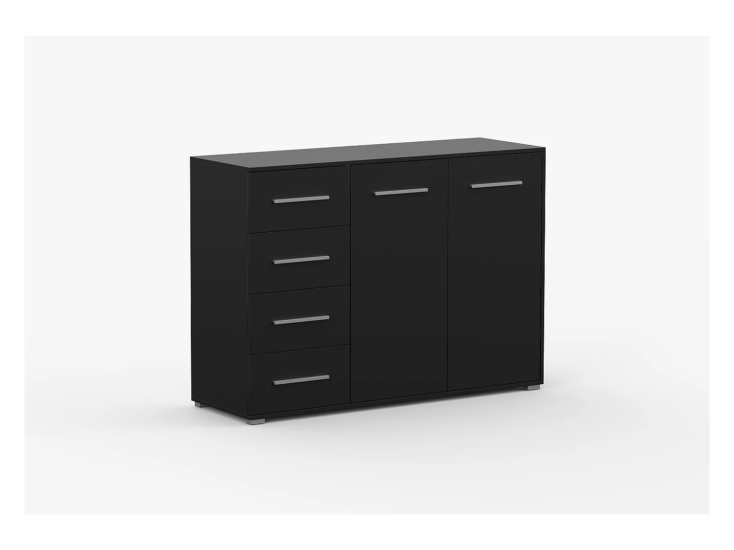 Buffet - Commode Ilario III 135 cm - Aspect mat - Noir