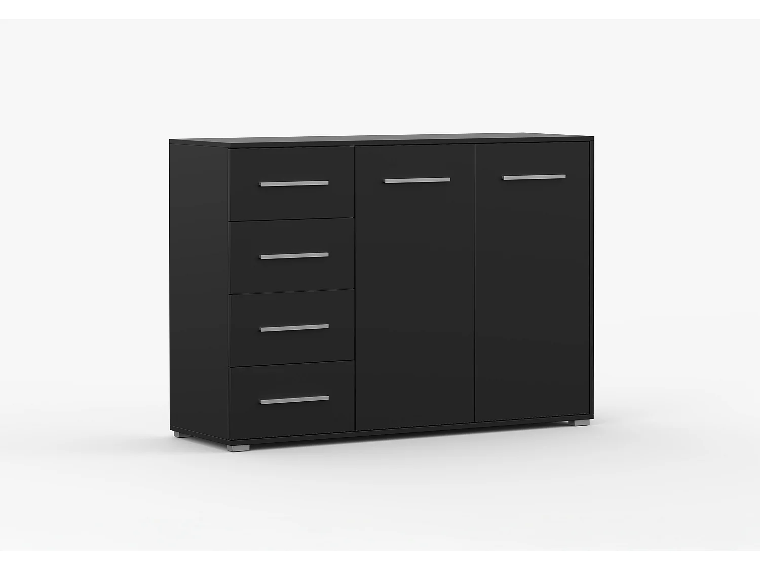 Buffet - Commode Ilario III 135 cm - Aspect mat - Noir